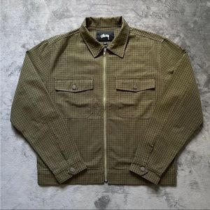 Stussy Check Garage Jacket - Olive Size Large